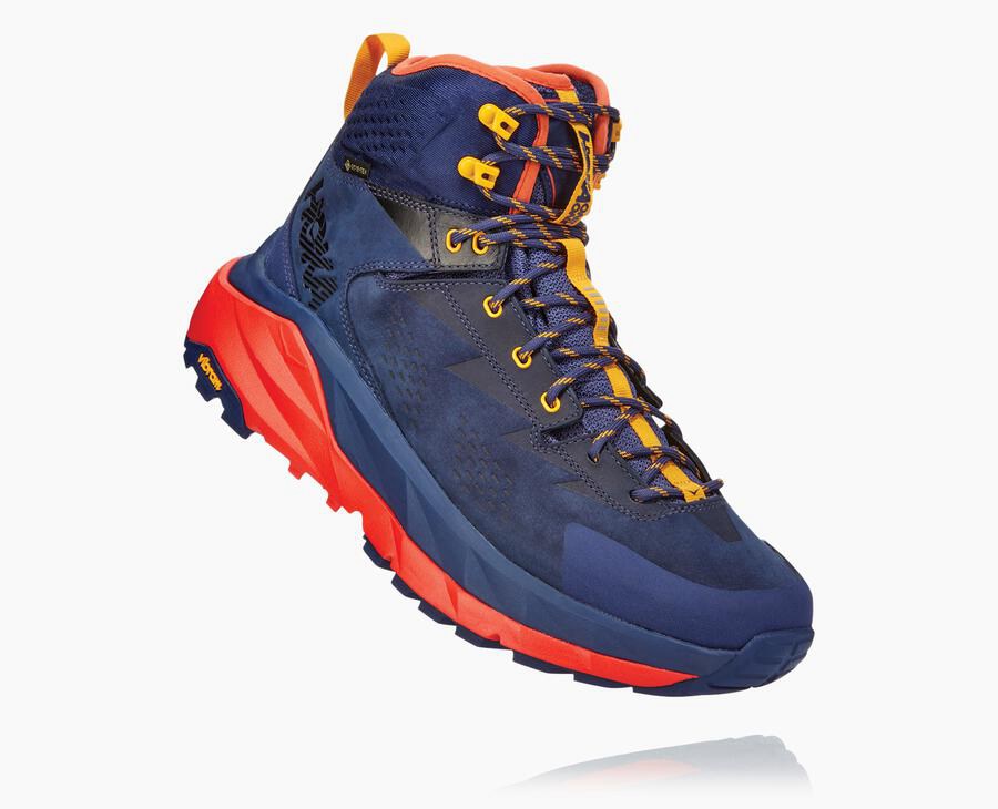 Hoka One One Kaha Gore-Tex - Men Hiking Boots - Blue/Red,Australia VQM-352168